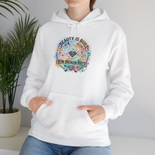 Load image into Gallery viewer, Hoodie — "Beauty Is Built From Broken Pieces" Floral Inspirational Pullover