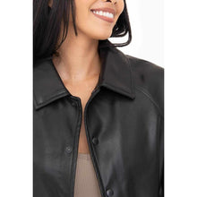 Load image into Gallery viewer, Sustainable Chic: Your Must-Have Vegan Leather Bomber Jacket