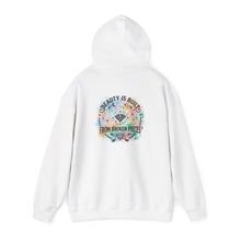 Load image into Gallery viewer, Hoodie — "Beauty Is Built From Broken Pieces" Floral Inspirational Pullover