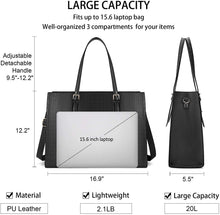 Load image into Gallery viewer, Laptop Bag for Women 15.6 Inch Laptop Tote Bag Leather Classy Computer Briefcase for Work Waterproof Handbag Shoulder Bag Women Business Office Bag