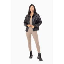 Load image into Gallery viewer, Sustainable Chic: Your Must-Have Vegan Leather Bomber Jacket