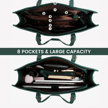 Load image into Gallery viewer, Laptop Bag for Women, Fashion Computer Tote Bag Large Capacity Handbag, Leather Shoulder Bag Purse Set, Professional Business Work Briefcase for Office Lady, 2Pcs, 15.6-Inch, Deepgreen