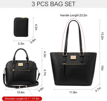 Load image into Gallery viewer, Handbags for Women Fashion Tote Bags Shoulder Bag Top Handle Satchel Purse Set 3Pcs (3Pcs Set, A-1514-Black)