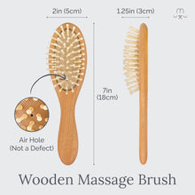 Load image into Gallery viewer, Wooden Baby Hair Brush & Comb Set - Pack of 3, Oval - Natural Goat Hair Bristles & Soft Bristle Brush - Gentle Scalp Massage & Cradle Cap Comb - for Newborns & Toddlers, Baby Grooming Kit