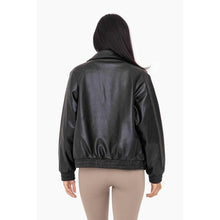 Load image into Gallery viewer, Sustainable Chic: Your Must-Have Vegan Leather Bomber Jacket