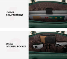 Load image into Gallery viewer, Laptop Bag for Women, Fashion Computer Tote Bag Large Capacity Handbag, Leather Shoulder Bag Purse Set, Professional Business Work Briefcase for Office Lady, 2Pcs, 15.6-Inch, Deepgreen