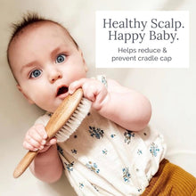 Load image into Gallery viewer, Wooden Baby Hair Brush &amp; Comb Set - Pack of 3, Oval - Natural Goat Hair Bristles &amp; Soft Bristle Brush - Gentle Scalp Massage &amp; Cradle Cap Comb - for Newborns &amp; Toddlers, Baby Grooming Kit
