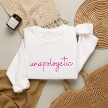 Load image into Gallery viewer, Unapologetic Crewneck Sweatshirt – "Becoming Her Unapologetically" Inspirational Sweatshirt
