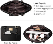 Load image into Gallery viewer, Handbags for Women Fashion Tote Bags Shoulder Bag Top Handle Satchel Purse Set 3Pcs (3Pcs Set, A-1514-Black)
