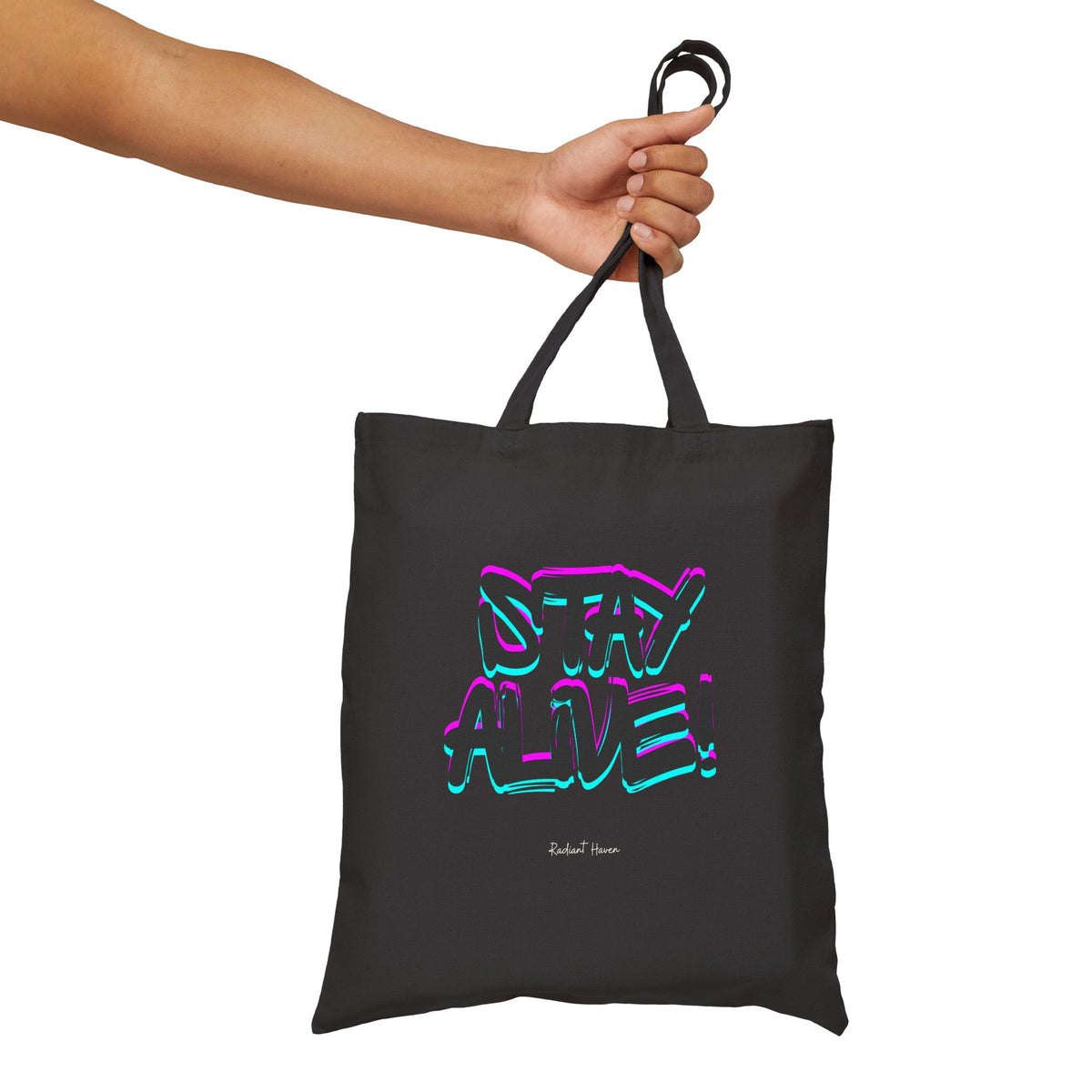 Stay Alive Neon Graphic Tote Bag