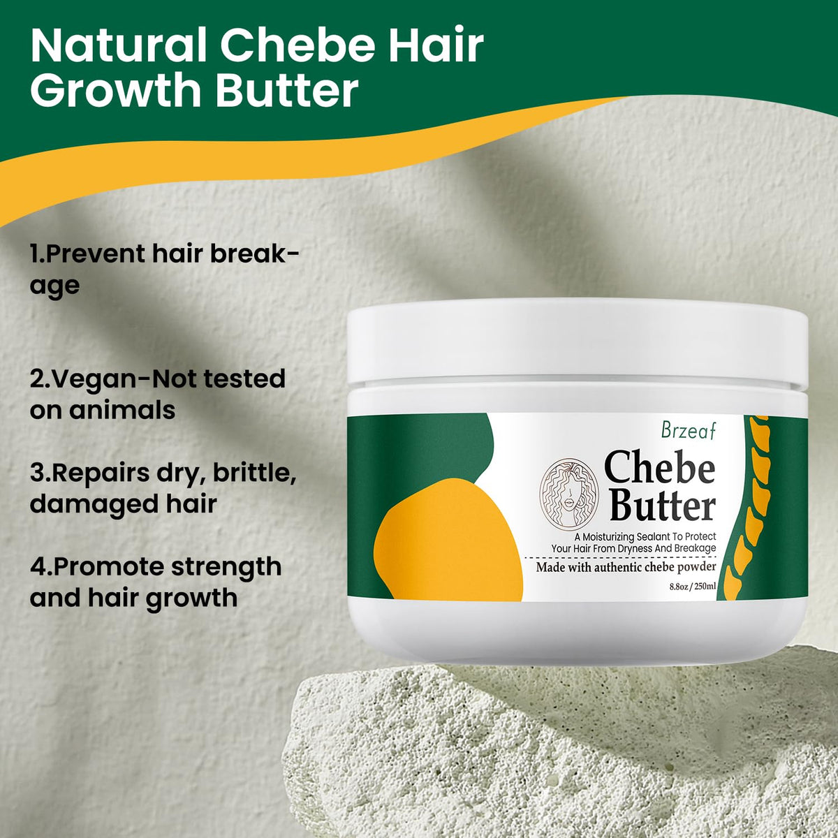 Chebe Hair Butter, 8.8 Oz - Repairs Fragile Hair, Promotes Growth & Strengthening, Natural Ingredients, for All Hair Types, Unisex, Adult Department, General Public