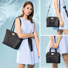 Load image into Gallery viewer, Handbags for Women Fashion Tote Bags Shoulder Bag Top Handle Satchel Purse Set 3Pcs (3Pcs Set, A-1514-Black)
