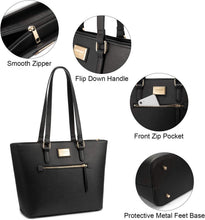 Load image into Gallery viewer, Handbags for Women Fashion Tote Bags Shoulder Bag Top Handle Satchel Purse Set 3Pcs (3Pcs Set, A-1514-Black)
