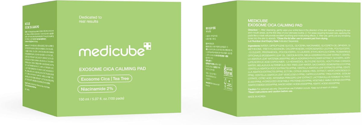 Toner Pads Exosome CICA Tea Tree Calming Toner Pad for Sensitive Skin | Centella Asiatica for Redness, Breakouts | Low-Irritating & Hydrating Care | Korean Skincare, 100 Pads (1 Pack)