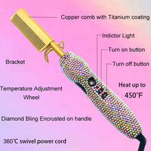 Load image into Gallery viewer, Hair Hot Tools Set Rhinestone Flat Iron Heating Comb Hair Blow Dryer Set Beauty Hair Hot Tools Set for Hair Stylist
