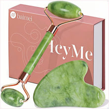 Load image into Gallery viewer, BAIMEI Icyme Gua Sha &amp; Jade Roller Facial Puffiness and Redness Reducing Skin Care Routine, Self Care Gift for Men Women - Green
