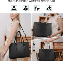 Load image into Gallery viewer, Laptop Bag for Women 15.6 Inch Laptop Tote Bag Leather Classy Computer Briefcase for Work Waterproof Handbag Shoulder Bag Women Business Office Bag
