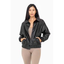Load image into Gallery viewer, Sustainable Chic: Your Must-Have Vegan Leather Bomber Jacket
