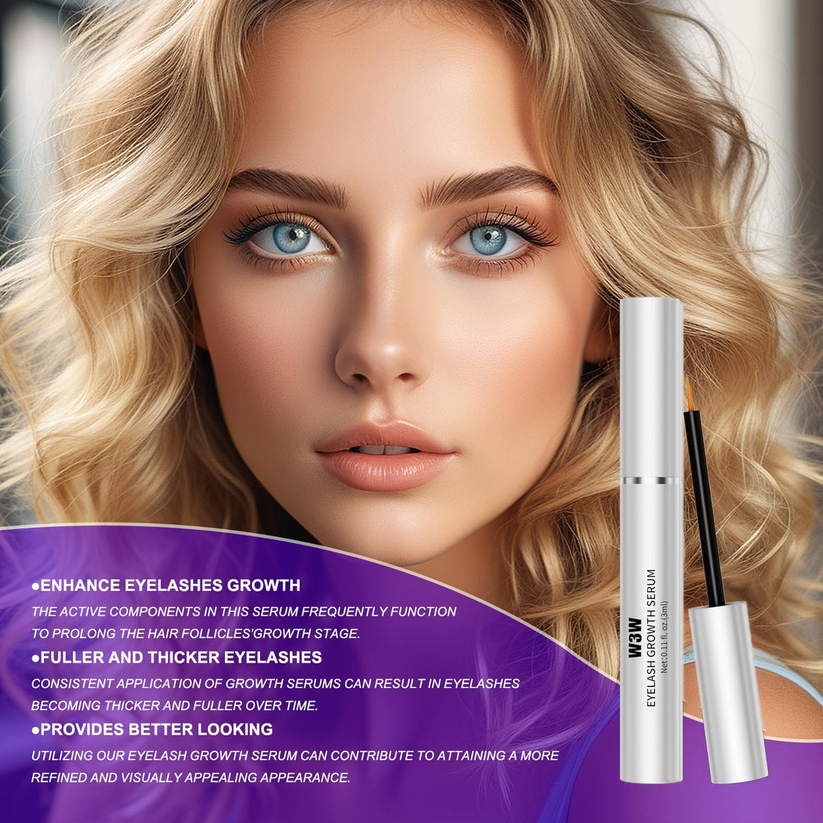 Lash Serum,Eyelash Growth Serum - Rapid Eyelash for Stronger, Healthier Lashes & Brows, Vegan & Cruelty-Free (2 PCS)