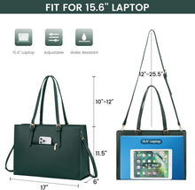 Load image into Gallery viewer, Laptop Bag for Women, Fashion Computer Tote Bag Large Capacity Handbag, Leather Shoulder Bag Purse Set, Professional Business Work Briefcase for Office Lady, 2Pcs, 15.6-Inch, Deepgreen
