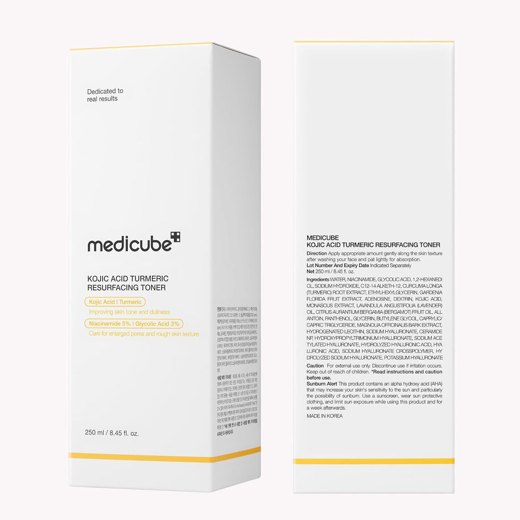Kojic Acid Turmeric Smoothing Toner for Face & Body | Lightweight Toner for Balancing Uneven Skin Tone & Texture | Niacinamide, Glycolic Acid for Clear Glass Skin | 8.45 Fl.Oz