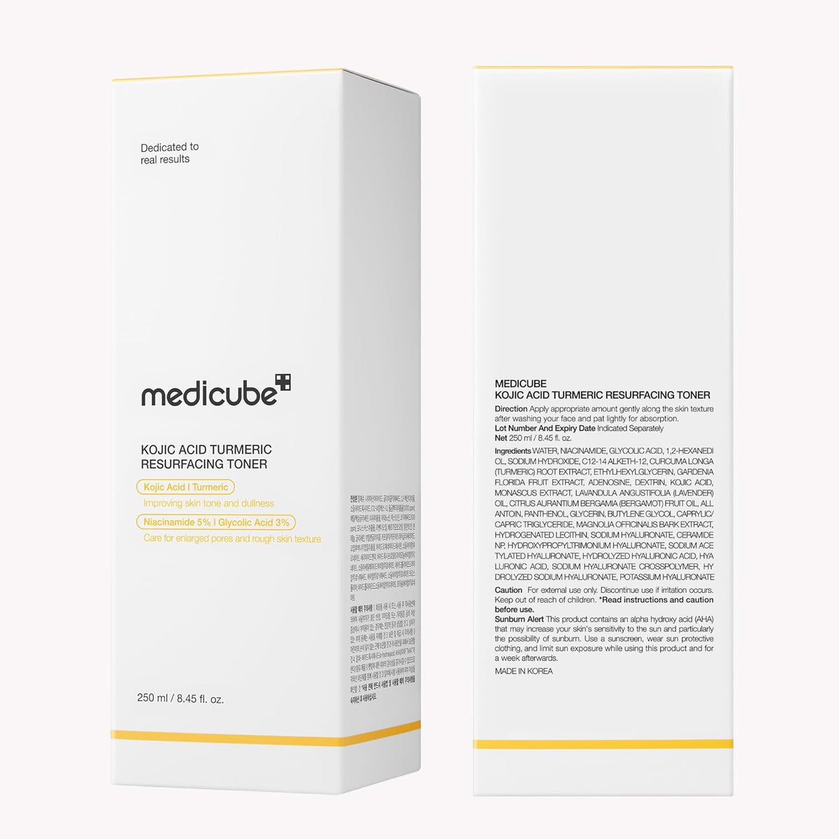 Kojic Acid Turmeric Smoothing Toner for Face & Body | Lightweight Toner for Balancing Uneven Skin Tone & Texture | Niacinamide, Glycolic Acid for Clear Glass Skin | 8.45 Fl.Oz
