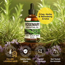Load image into Gallery viewer, KUKKA Rosemary Essential Oils - 4 Fl Oz - for Hair, Skin, Diffuser, Aromatherapy &amp; DIY Soap Making Scent

