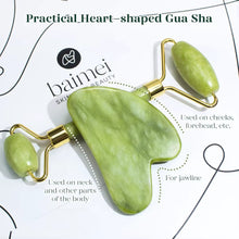 Load image into Gallery viewer, BAIMEI Icyme Gua Sha &amp; Jade Roller Facial Puffiness and Redness Reducing Skin Care Routine, Self Care Gift for Men Women - Green

