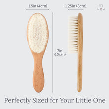 Load image into Gallery viewer, Wooden Baby Hair Brush &amp; Comb Set - Pack of 3, Oval - Natural Goat Hair Bristles &amp; Soft Bristle Brush - Gentle Scalp Massage &amp; Cradle Cap Comb - for Newborns &amp; Toddlers, Baby Grooming Kit
