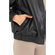 Load image into Gallery viewer, Sustainable Chic: Your Must-Have Vegan Leather Bomber Jacket
