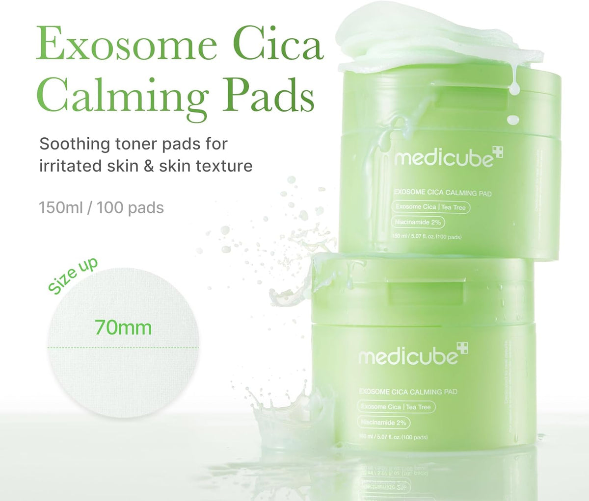 Toner Pads Exosome CICA Tea Tree Calming Toner Pad for Sensitive Skin | Centella Asiatica for Redness, Breakouts | Low-Irritating & Hydrating Care | Korean Skincare, 100 Pads (1 Pack)