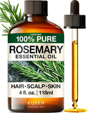 Load image into Gallery viewer, KUKKA Rosemary Essential Oils - 4 Fl Oz - for Hair, Skin, Diffuser, Aromatherapy &amp; DIY Soap Making Scent
