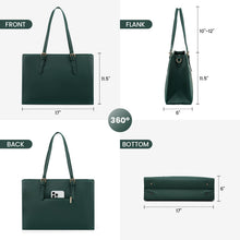 Load image into Gallery viewer, Laptop Bag for Women, Fashion Computer Tote Bag Large Capacity Handbag, Leather Shoulder Bag Purse Set, Professional Business Work Briefcase for Office Lady, 2Pcs, 15.6-Inch, Deepgreen
