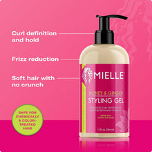 Load image into Gallery viewer, Honey &amp; Ginger Hair Gel - Styling Gel for Enhanced Curl Definition and Frizz Reduction - Enriched with Aloe &amp; Babassu Oil to Nourish Dry, Curly or Frizzy Hair (13 Fl Oz)
