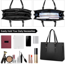 Load image into Gallery viewer, Laptop Bag for Women 15.6 Inch Laptop Tote Bag Leather Classy Computer Briefcase for Work Waterproof Handbag Shoulder Bag Women Business Office Bag

