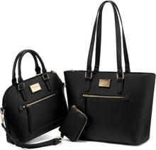 Load image into Gallery viewer, Handbags for Women Fashion Tote Bags Shoulder Bag Top Handle Satchel Purse Set 3Pcs (3Pcs Set, A-1514-Black)
