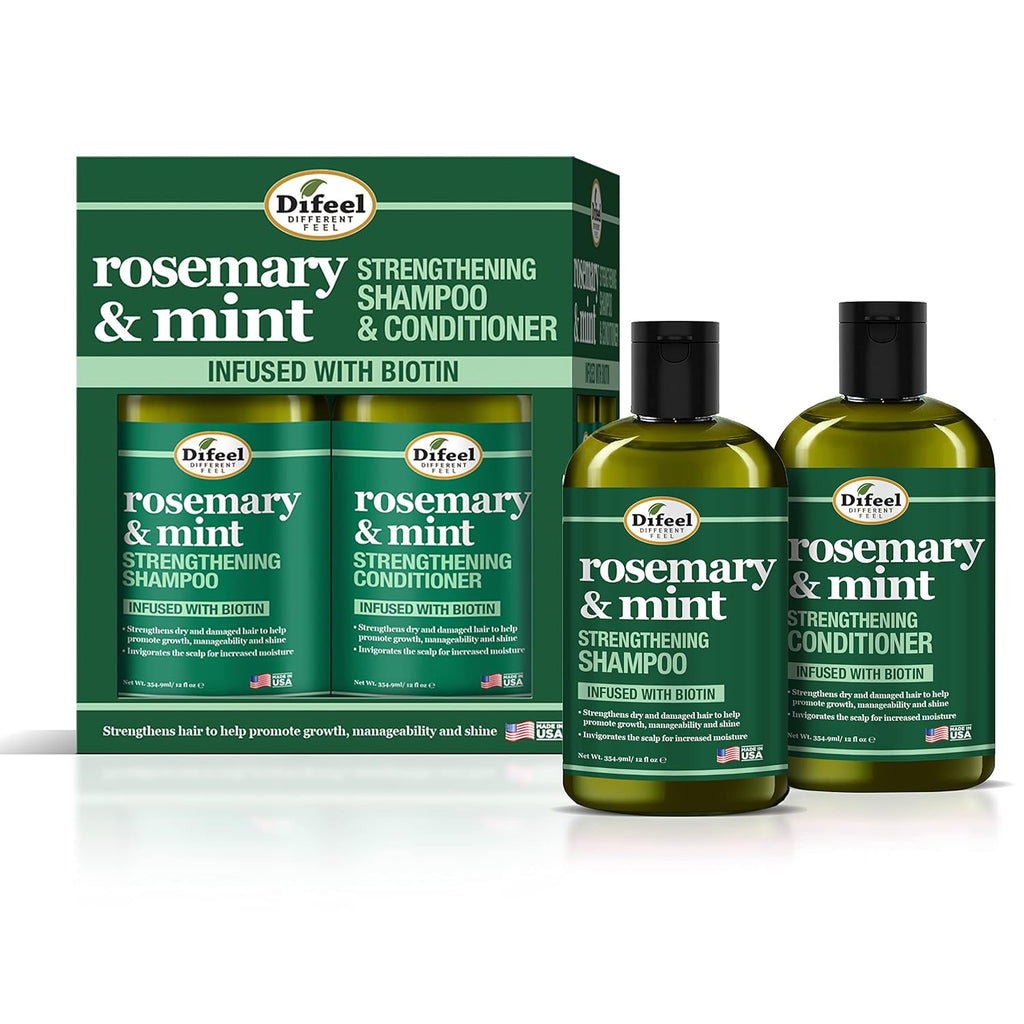 Rosemary and Mint Hair Strengthening Shampoo 12 Oz & Conditioner with Biotin 12 Oz 2-PC Boxed Set - Sulfate Free Shampoo & Conditioner, Paraben Free