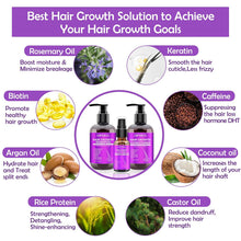 Load image into Gallery viewer, Hair Growth Shampoo and Conditioner Set with Rosemary, Biotin, Argan, and Castor Oils for Thinning, Damaged, Curly Hair
