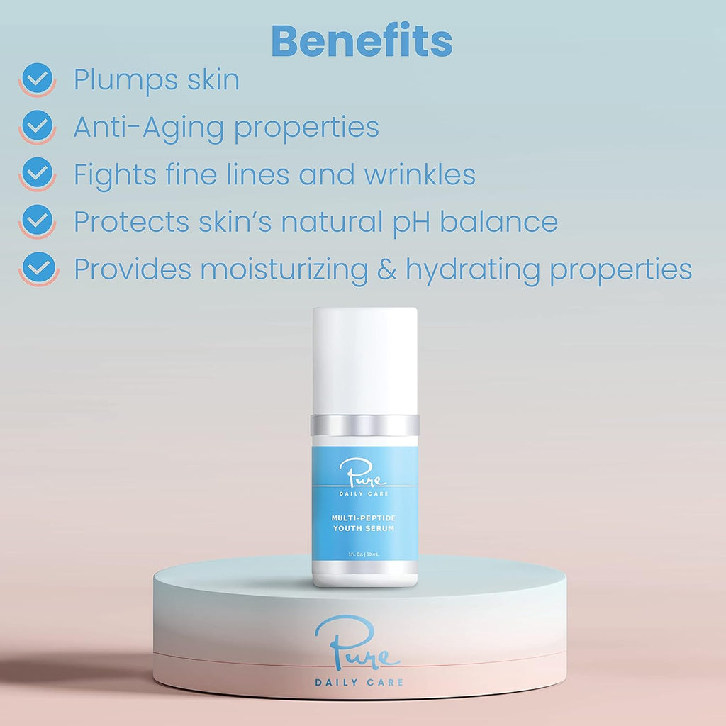 Multi-Peptide Youth Serum - Moisturizing anti Aging Advanced Peptide Serum Targets Wrinkles Fine Lines Firming