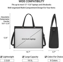 Load image into Gallery viewer, Laptop Bag for Women Waterproof Lightweight Leather 15.6 Inch Computer Tote Bag Business Office Briefcase Large Capacity Handbag Shoulder Bag Professional Office Work Bag Black
