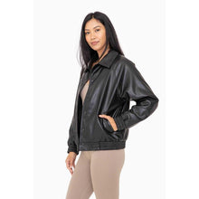 Load image into Gallery viewer, Sustainable Chic: Your Must-Have Vegan Leather Bomber Jacket

