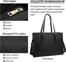 Load image into Gallery viewer, Laptop Bag for Women Waterproof Lightweight Leather 15.6 Inch Computer Tote Bag Business Office Briefcase Large Capacity Handbag Shoulder Bag Professional Office Work Bag Black
