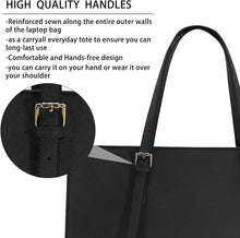 Load image into Gallery viewer, Laptop Bag for Women Waterproof Lightweight Leather 15.6 Inch Computer Tote Bag Business Office Briefcase Large Capacity Handbag Shoulder Bag Professional Office Work Bag Black
