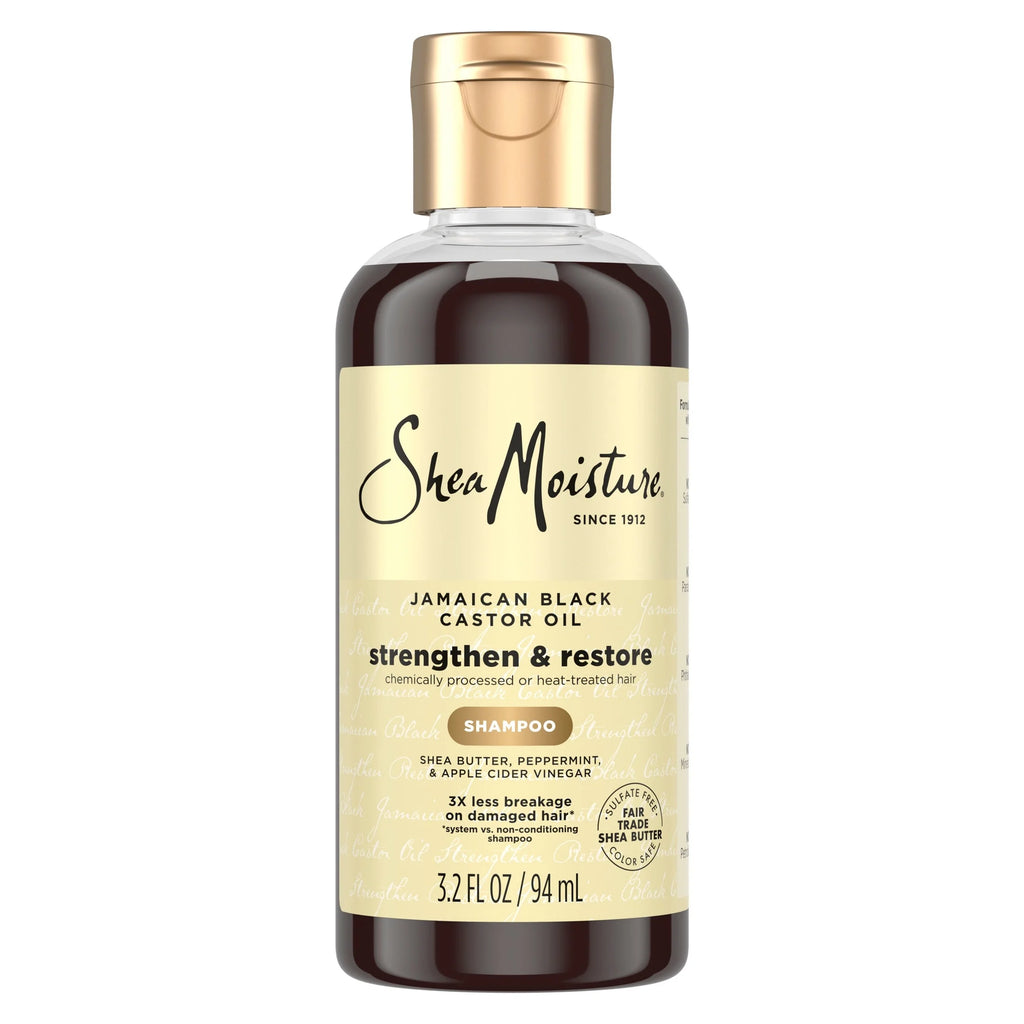 Strengthen & Restore Shampoo for Damaged Hair, Jamaican Black Castor Oil to Cleanse & Nourish Hair, 3.2 Fl Oz