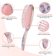Load image into Gallery viewer, Pink Hair Brush Detangler, Detangling Hairbrush for Women, Wet Hair Brush for Girls, Hair Detangler Brush, Wet Hairbrush, Hairbrushes, Girls Hairbrush Detangler, Reduces Frizz - Floral
