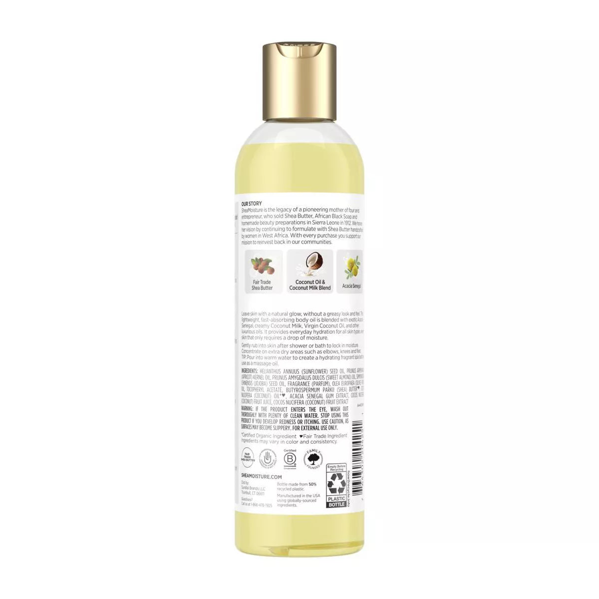Sheamoisture Daily Hydration Coconut Body Oil - 8 Fl Oz: Whole Body Application, Combination & Dry Skin, Paraben-Free